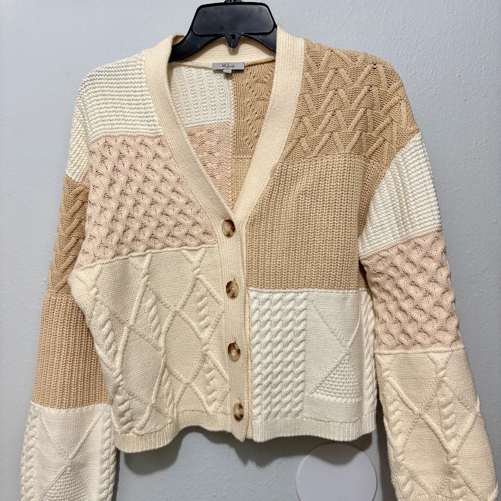 Rails Cable Knit Cropped Button-up Sweater/Cardigan